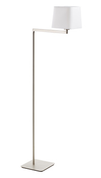 Lampa podłogowa FINESS S nikiel mat 1xE27 regulowana, abażur biały w komplecie