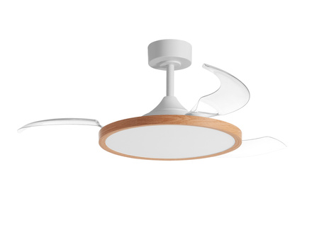Wentylator CORFU biały, drewno Ø107 DC 33W LED 42W CCT zmienna barwa, pilot
