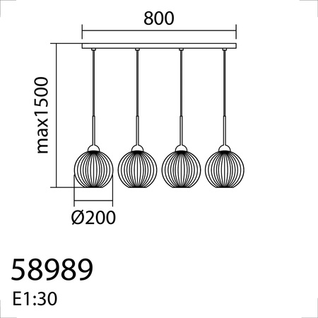 Lampa wisząca CANICA czarny, szkło transparentne Ø20 4xE27