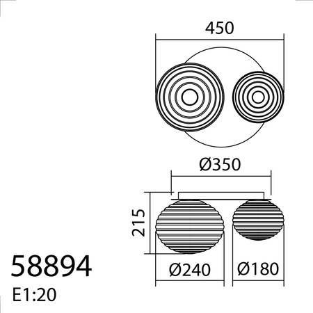 Lampa sufitowa CIAO czarny 1xE27 Ø24 1xE27 Ø18