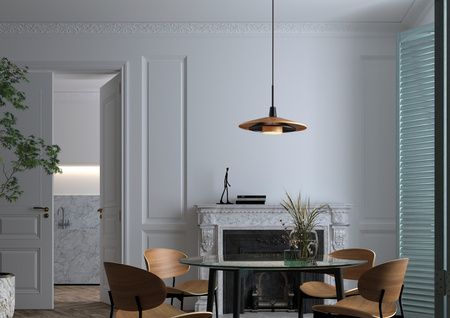 Lampa wisząca LEVEL czarny matowy, naturalny Ø40 1xE27