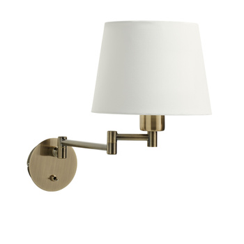 Lampa ścienna MAGMA S mosiądz antyczny 1xE27 regulowana, abażur kremowy w komplecie