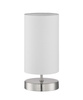 Lampa stołowa SUNNY chrom matowy E14 abażur biały włącznik dotykowy