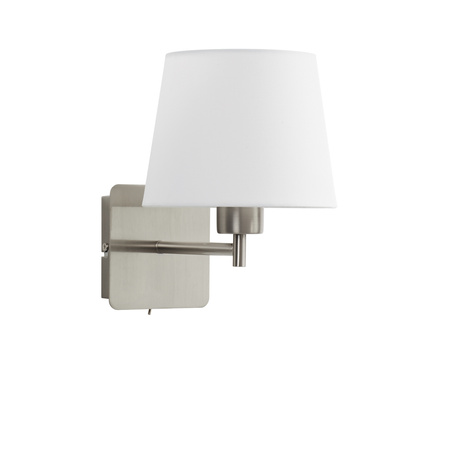 Lampa ścienna MAILAND SINGLE chrom matowy 1xE27 abażur biały, z włącznikiem