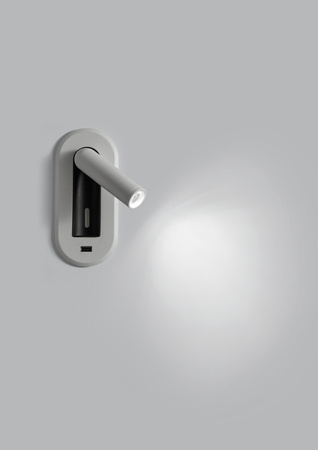 Lampa ścienna podtynkowa PALACE biały mat LED 3W 3000K + włącznik dotykowy + USB 10W