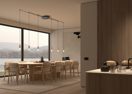 Lampa wisząca KOPA bez podufitki, mosiądz mat, orzech 1xE27 (podsufitka kod 589159100)