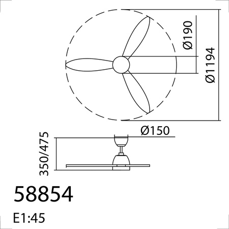 Wentylator SYDNEY biały, drewno Ø119 DC 24W 3A LED 24W CCT zmienna barwa, pilot