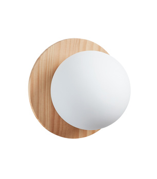 Lampa ścienna łazienkowa FLOC drewno naturalne, czarny mat Ø17 E27 IP44