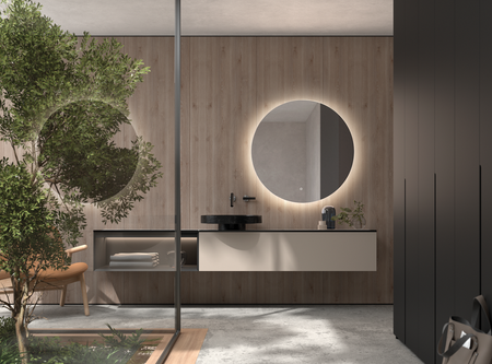 Lustro łazienkowe LUNA Ø80 42W CCT 3000-4000-5500K światło odbite IP44 ściemnianie dotykowe, funkcja odparowania