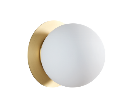 Lampa ścienna łazienkowa FLOQUET Ø160 E27 mosiądz mat IP44 szklany klosz