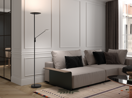 Lampa podłogowa DAPHNE mosiądz antyczny LED 33W+8W CCT 2700-4000K