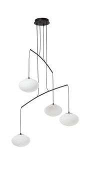 Lampa wisząca PRESS czarny mat 4xE27 szkło mleczne
