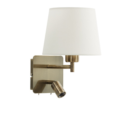 Lampa ścienna MAILAND mosiądz mat 1xE27+LED 3W 3000K abażur kremowy