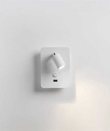 Lampa ścienna READER biały mat + USB LED 3W 3000K