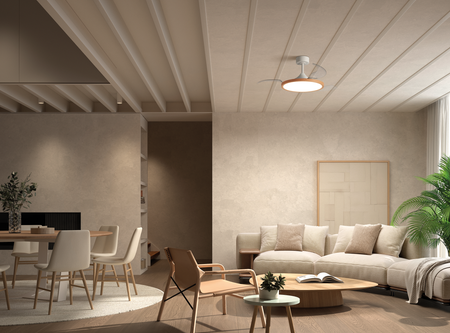 Wentylator CORFU biały, drewno Ø107 DC 33W LED 42W CCT zmienna barwa, pilot