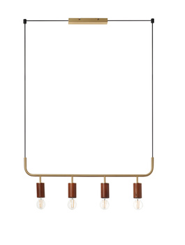 Lampa wisząca KOPA mosiądz mat, orzech 4xE27