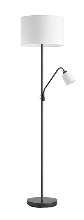 Lampa podłogowa SAM czarny E27+E14 abażur biały