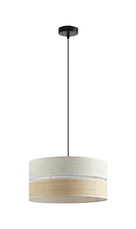 Lampa wisząca BIKIA czarny E27 klosz z lnu i rafii