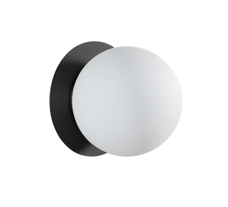 Lampa ścienna łazienkowa FLOQUET Ø160 E27 czarny mat IP44 szklany klosz