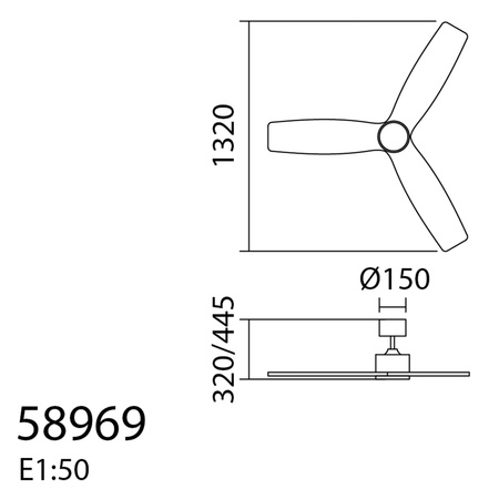 Wentylator SANTORINI XL biały, drewno naturalne Ø132 DC 35W LED 24W CCT zmienna barwa