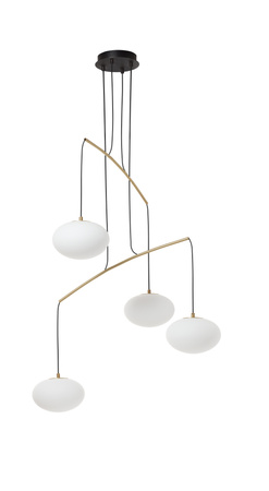 Lampa wisząca PRESS mosiądz mat 4xE27 szkło mleczne