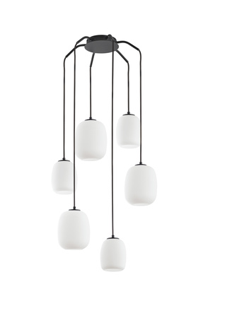 Lampa wisząca JAP czarny mat 6xE27 szkło mleczne