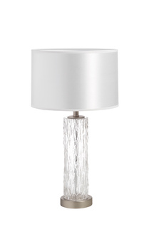 Lampa stołowa CLARA chrom matowy, szkło 1xE27 abażur biały
