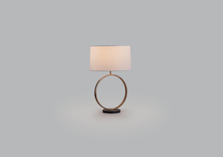 Lampa stołowa OVAL złoty antyczny 1xE27 z kremowym abażurem