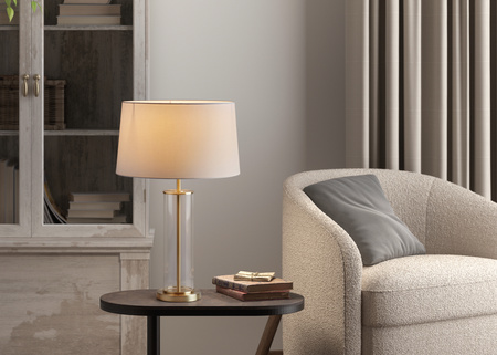 Lampa stołowa LUCI mosiądz mat 1XE27 z kremowym abażurem