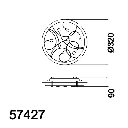 Plafon ROSKY śr. klosza 32cm 2xE27 szkło dekoracyjne