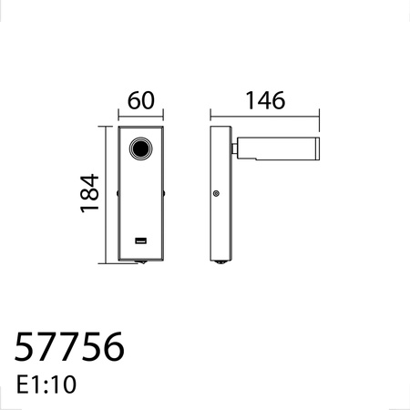 Lampa ścienna CHELSEA LED 3W czarny mat 3000K + USB + włącznik