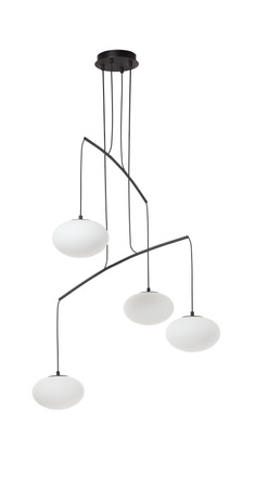 Lampa wisząca PRESS czarny mat 4xE27 szkło mleczne