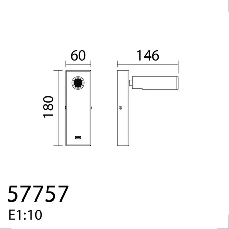 Lampa ścienna CHELSEA LED 3W czarny mat 3000K + USB