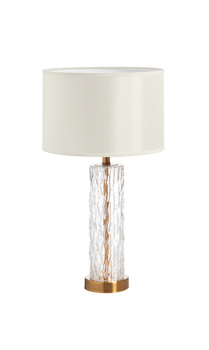 Lampa stołowa CLARA mosiądz antyczny czerwony, szkło 1xE27 abażur kremowy