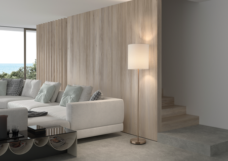 Lampa podłogowa SET mosiądz mat  1xE27 abażur biały