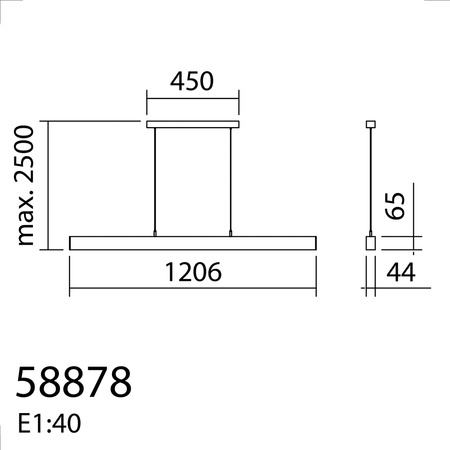 Lampa wisząca FI czarny 42W 120cm 3000K