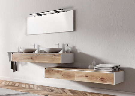 Lampa łazienkowa TIWALL KIT (uchwyt lustro/ściana/szafka) czarny mat LED 20W 750mm 4000K IP44