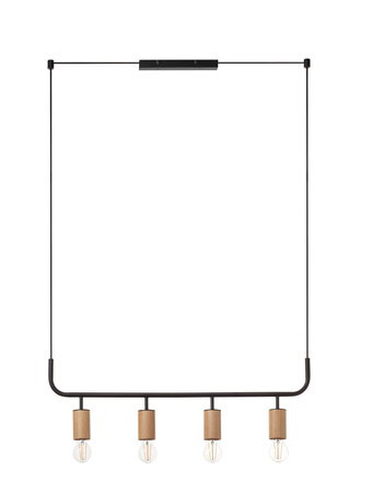 Lampa wisząca KOPA czarny mat, drewniany naturalny 4xE27 madera natural