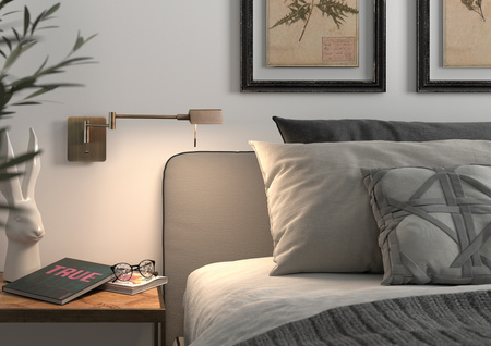 Lampa ścienna LITE mosiądz mat, czarny mat LED 8W 3000K CRI90 + USB ściemnianie dotykowe