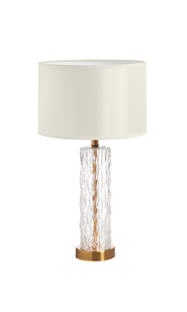 Lampa stołowa CLARA mosiądz antyczny czerwony, szkło 1xE27 abażur kremowy