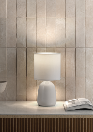 Lampa stołowa BISBAL biały E14 ceramiczna, abażur biały