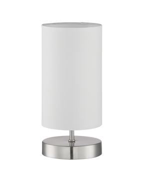 Lampa stołowa SUNNY chrom matowy E14 abażur biały włącznik dotykowy