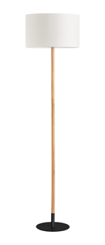 Lampa podłogowa NOELIA czarny mat, drewno naturalne 1xE27 abażur biały