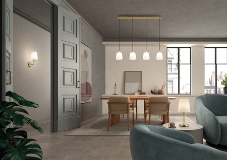 Lampa stołowa DEKO chrom matowy E27 szklany klosz