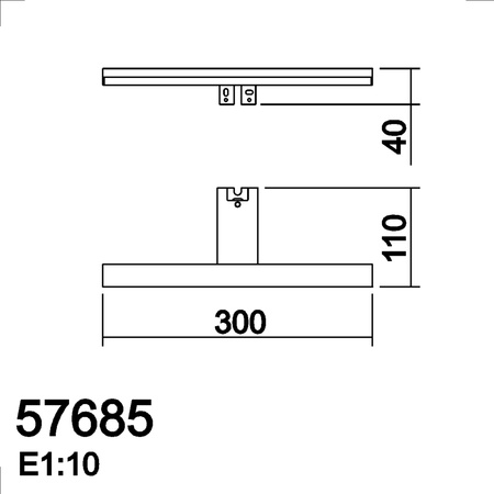 Lampa łazienkowa TIWALL KIT (uchwyt lustro/ściana/szafka) chrom LED 8W 300mm 4000K IP44