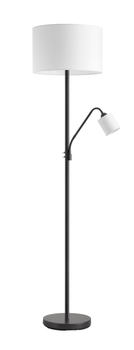 Lampa podłogowa SAM czarny E27+E14 abażur biały