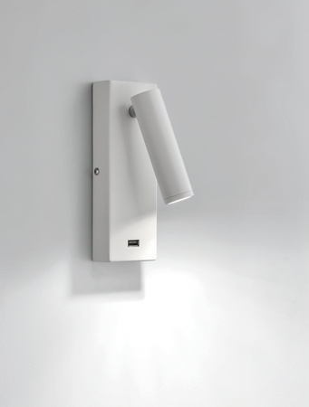 Lampa ścienna CHELSEA LED 3W biały mat 3000K + USB