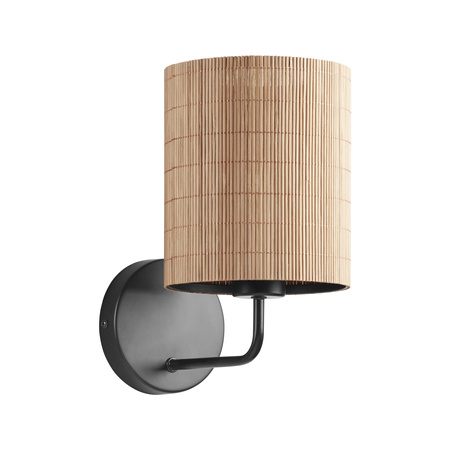 Lampa ścienna RAIL czarny 1xE27 abażur z naturalnego bambusu