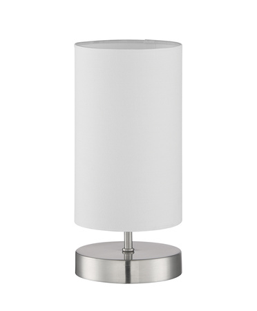 Lampa stołowa SUNNY chrom matowy E14 abażur biały włącznik dotykowy