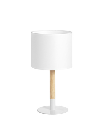 Lampa stołowa NOELIA biały mat, drewno naturalne 1xE27 abażur biały